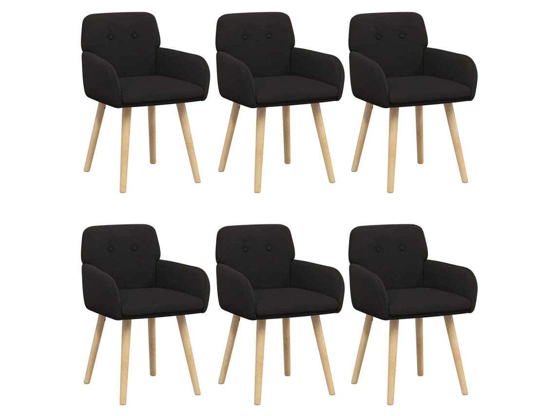 Conjunto 6 Cadeiras De Jantar Vidaxl Preto Bouclé (59 X 57 X 85 Cm)