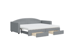 Sofá cama com Gavetão e Gavetas 90x200 Cm Tecido Cinzento claro MAISON EXCLUSIVE