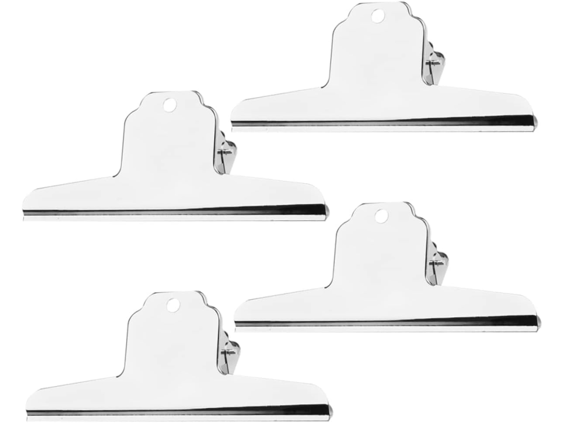 Conjunto de 4 clipes de aço inoxidável, clipes de metal banhados a ouro resistentes para arquivos.