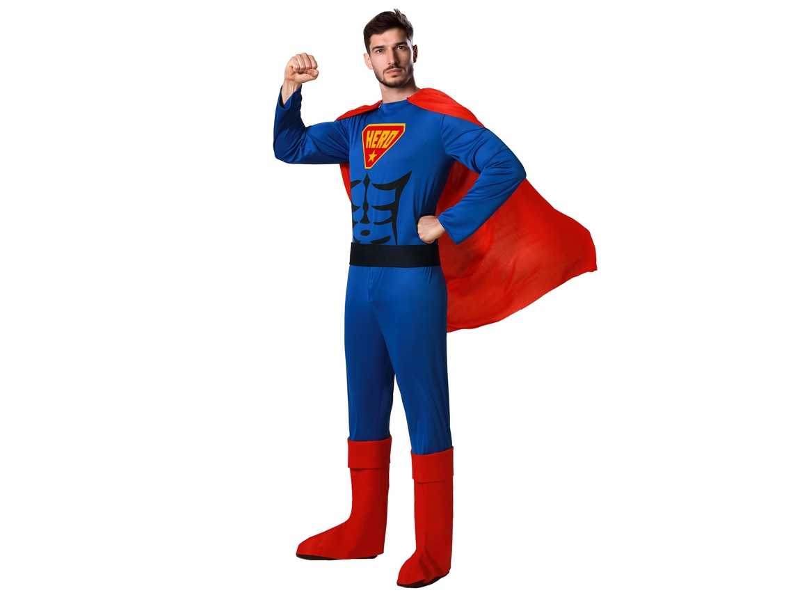 Fantasia de herói de quadrinhos terno azul adulto homem XL ATOSA