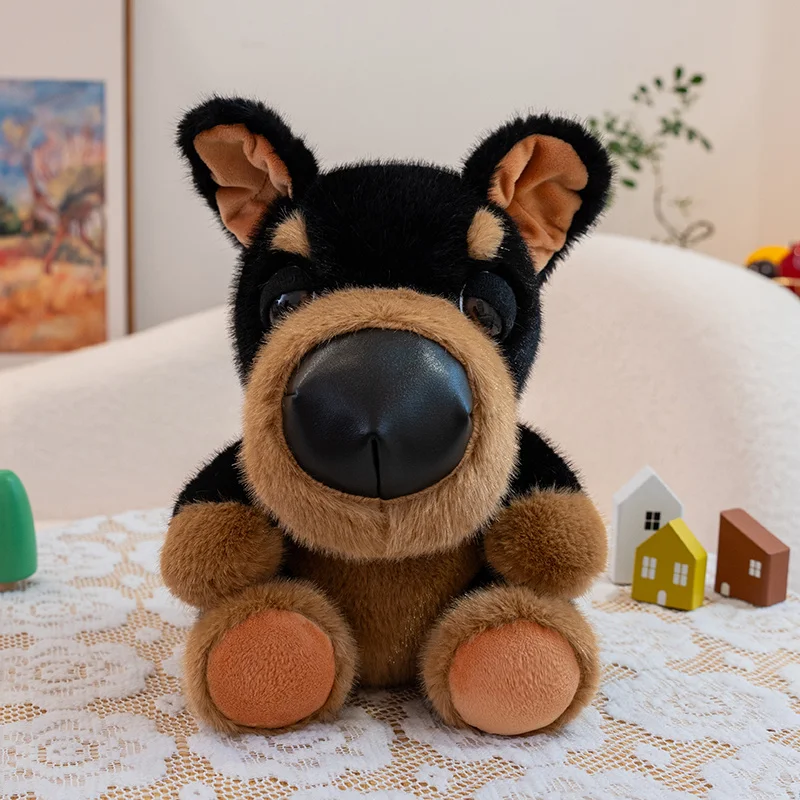 Cachorro de Pelúcia de Desenho Animado com Nariz Grande, Presente de Aniversário MDUG (preto, 25 Cm)
