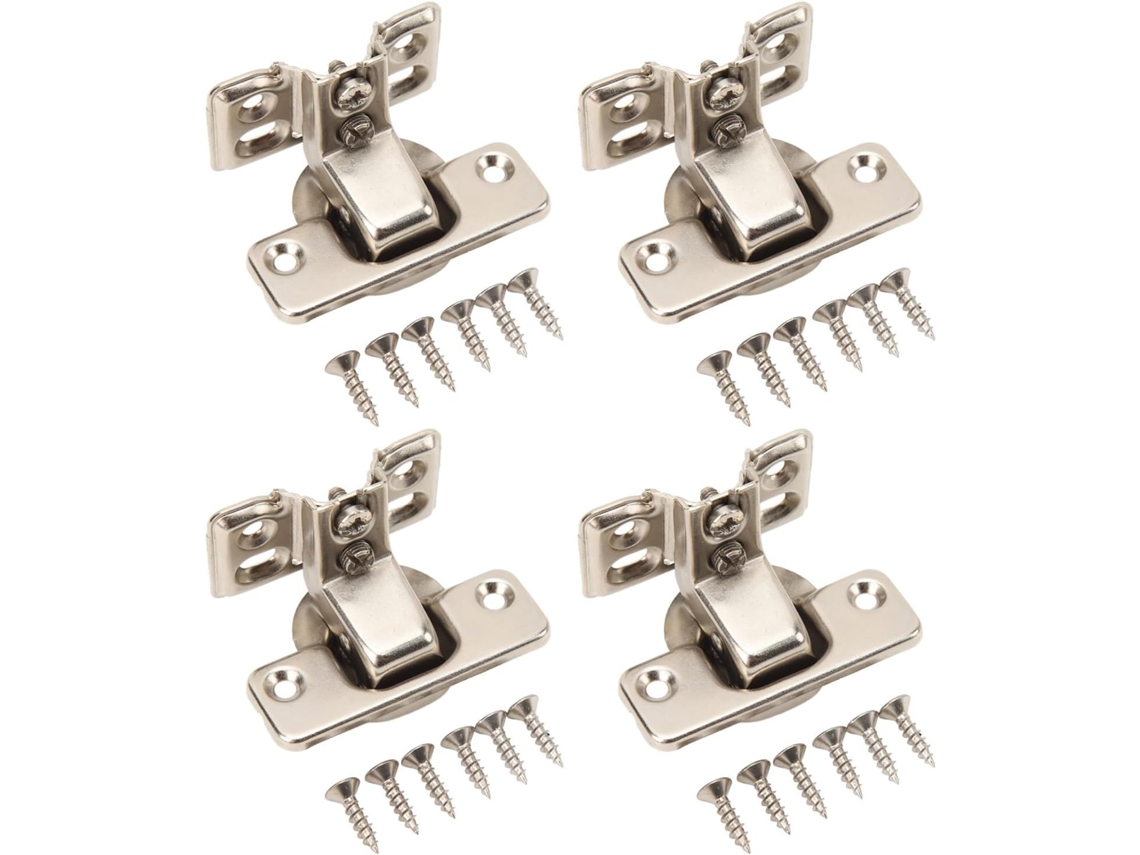 Dobradiças De Aço Resistentes Com Braço Curto Para Armários Cozinha E Quarto, Pacote Com 4 Unidades