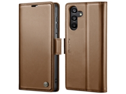 Capa Para Samsung Galaxy A24 4g Borboleta Fivela Litchi Textura De Telefone De Couro Rfid Antirroubo Marrom