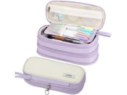 Estojo para Lápis, Grande, com Zíper, com Alça, Roxo, Escolar, Escritório, Infantil, Adultos AQUAFORGE
