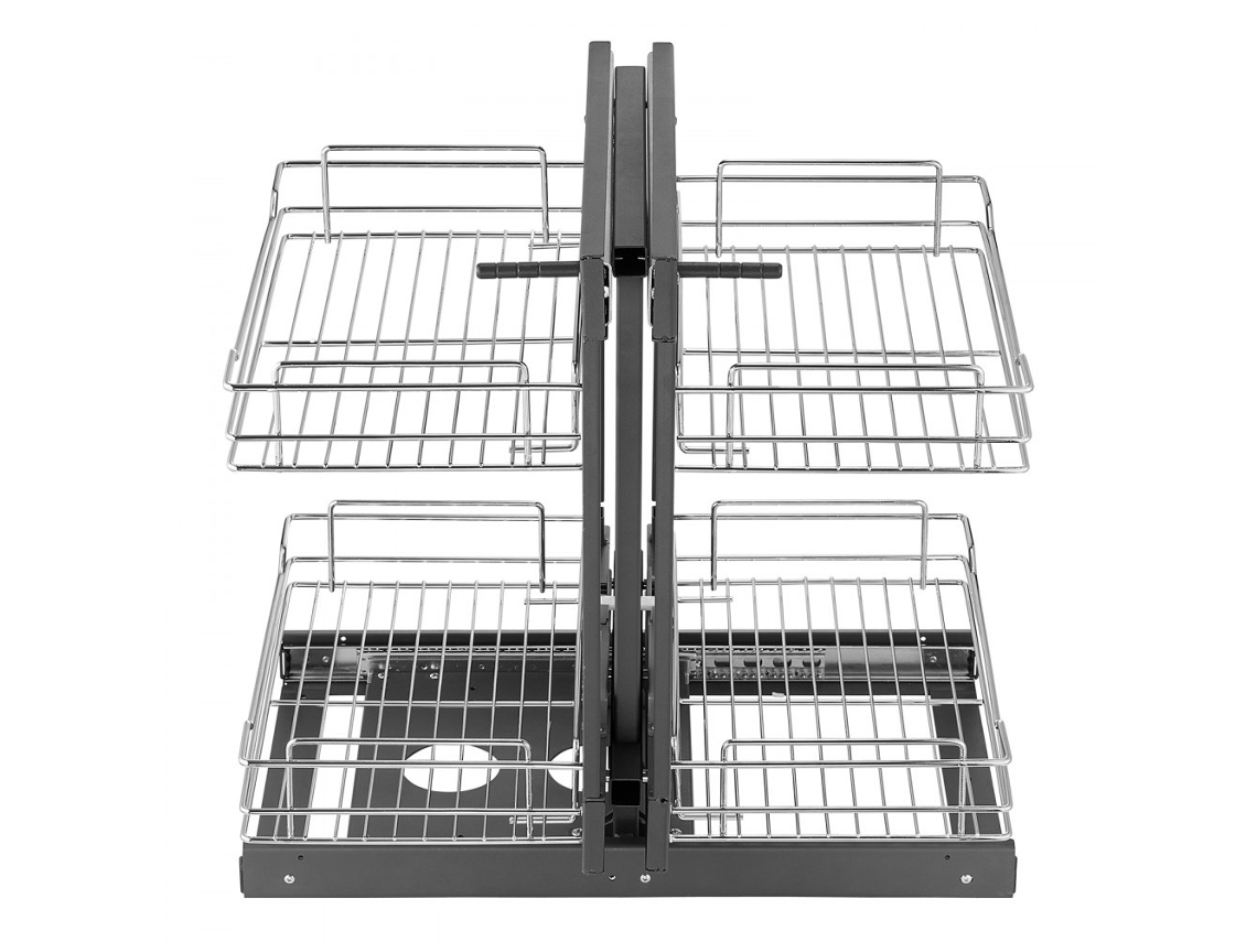 Organizador Extensível De Canto Cego 4 Cestos 40 Kg Cada Aço Cromado Para Cozinha Tekmaquinas