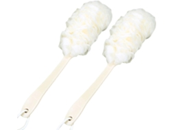 Escova De Banho Fomiyes Branca Cabo Longo 2 Peças Para Esfoliação E Massagem Corporal, Escova Para As Costas Com Cabo