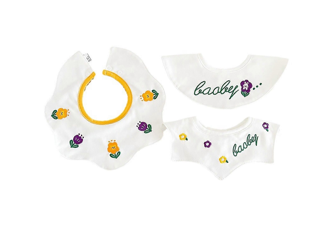 Conjunto de 3 peças de paninhos de algodão com estampa de desenho animado e bordado, ideais para recém-nascidos. Perfeitos para assar bebês e crianças pequenas. Também podem ser usados como paninhos ou toalhas para assar.