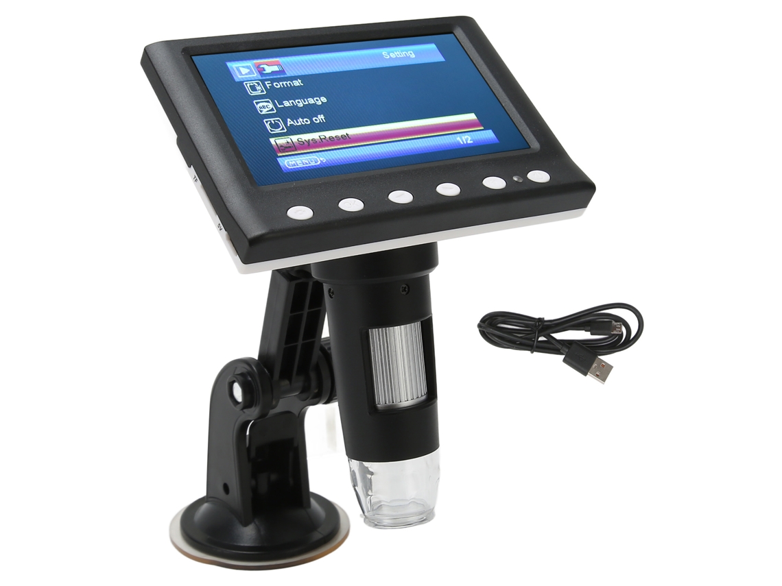 Microscópio Digital Lcd Com Aumento 1000x E 8 Leds Ajustáveis