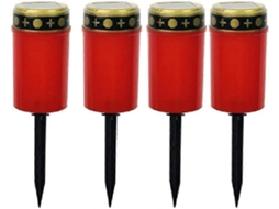 Rebe 4 Velas Decorativas Solares Exteriores Impermeables para Jardim Pátio Lembranças Vermelho