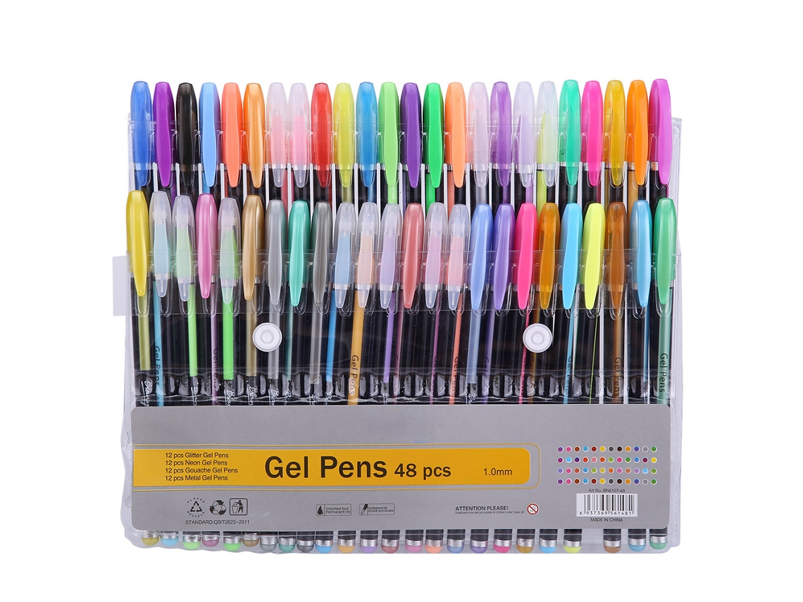 Conjunto de 48 Canetas de Gel com Glitter LAXISCREED