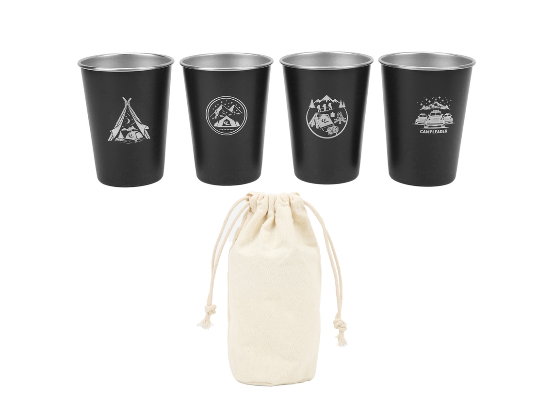 4 Copos de Camping em Aço Inoxidável 350ml S/MARCA