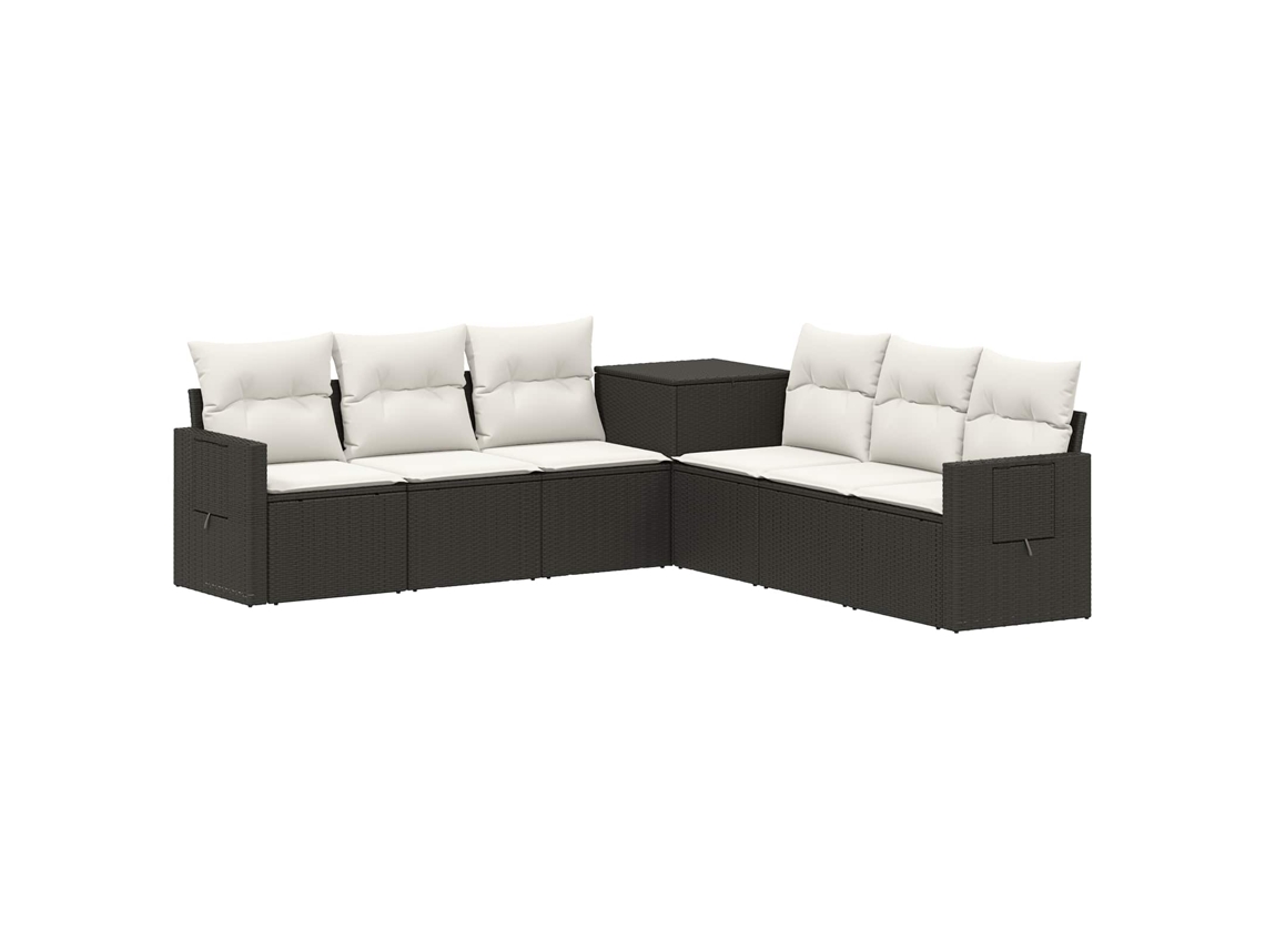 Vidaxl Conjunto De Sofás 7 Pcs Preto E Branco Creme