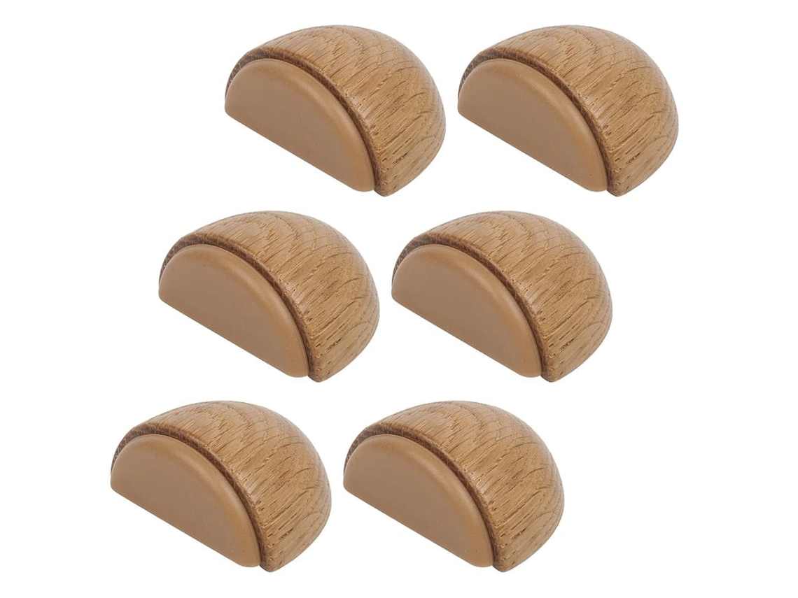 2026-conjunto De 6 Topes De Puerta De Madera Adhesivos Para Suelos Y Parquet - Natur O Dfy