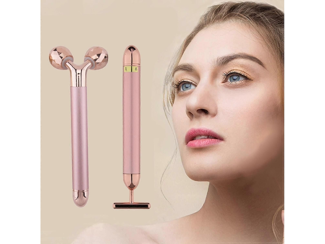 Massageador Facial 2 em 1 Yyh com Rolo 3d e Formato de T para Lifting Antirrugas Ouro Rosa GOKOCO