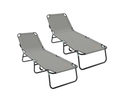 Conjunto 2 Espreguiçadeira Vidaxl Cinzento Poliéster (188 X 57 X 86,5 Cm)