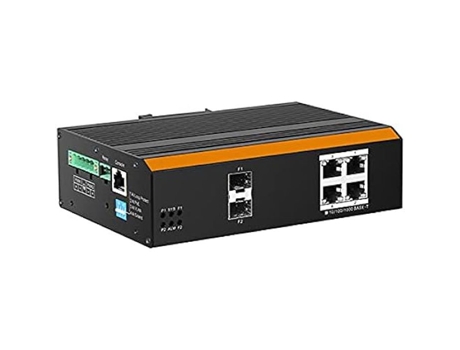 Switch Gigabit PoE Gerenciado Industrial com 4 Portas Gigabit PoE e 2 Portas SFP para Fibra Óptica LINK