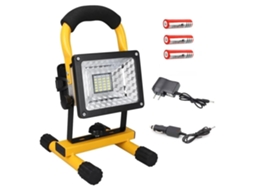 Refletor LED portátil recarregável de 30 W, à prova d'água, alimentado por bateria, para uso externo.