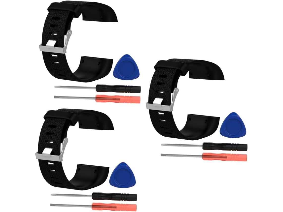 Conjunto De 3 Pulseiras De Substituição Em Tpe, Pretas, Tamanho Único, Acessório Para Relógio Surge.