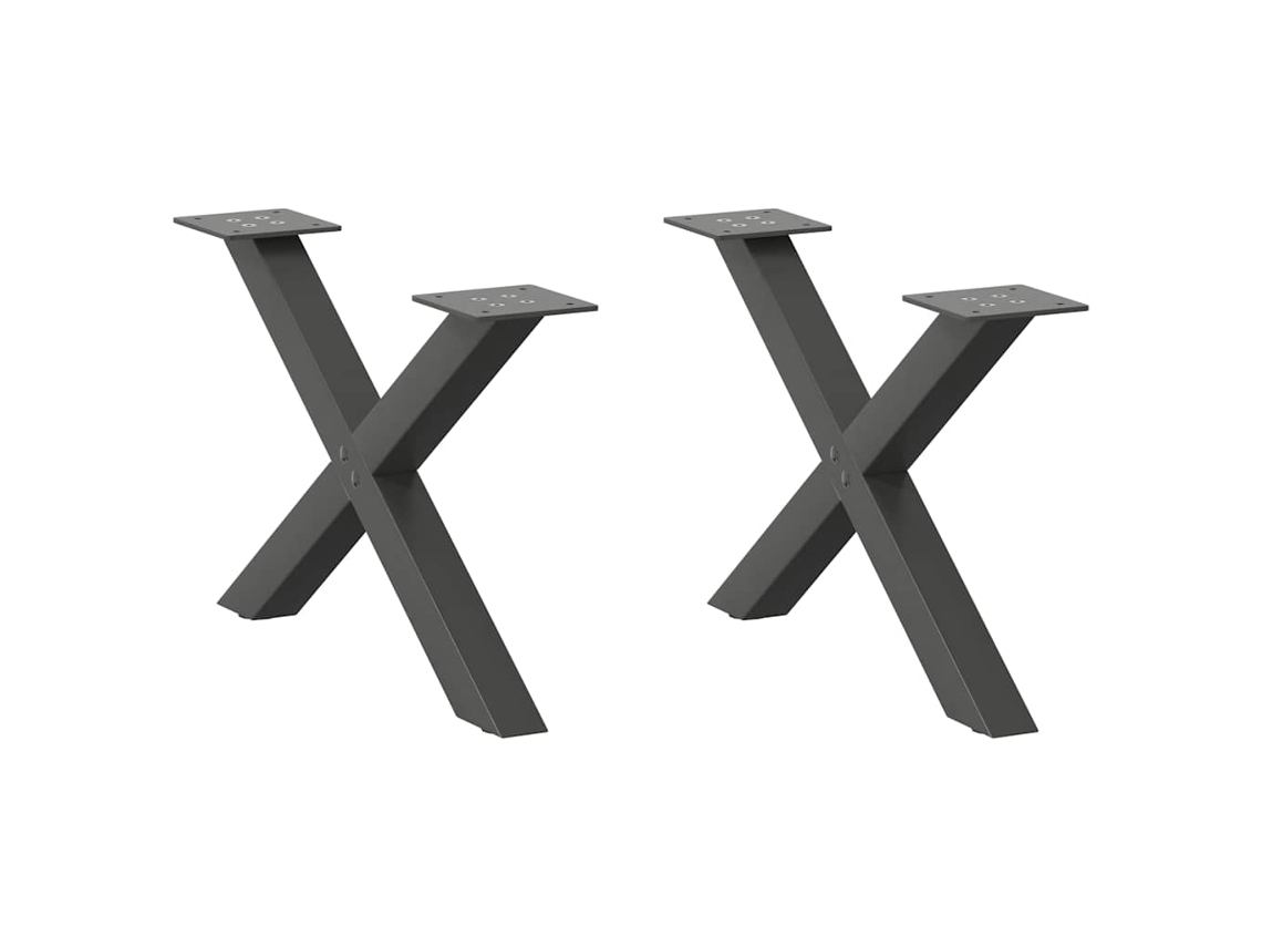 Vidaxl Pés Para Mesa De Centro Em Formato De X, 2 Peças, Antracite, 60x(30-31) Cm, Aço