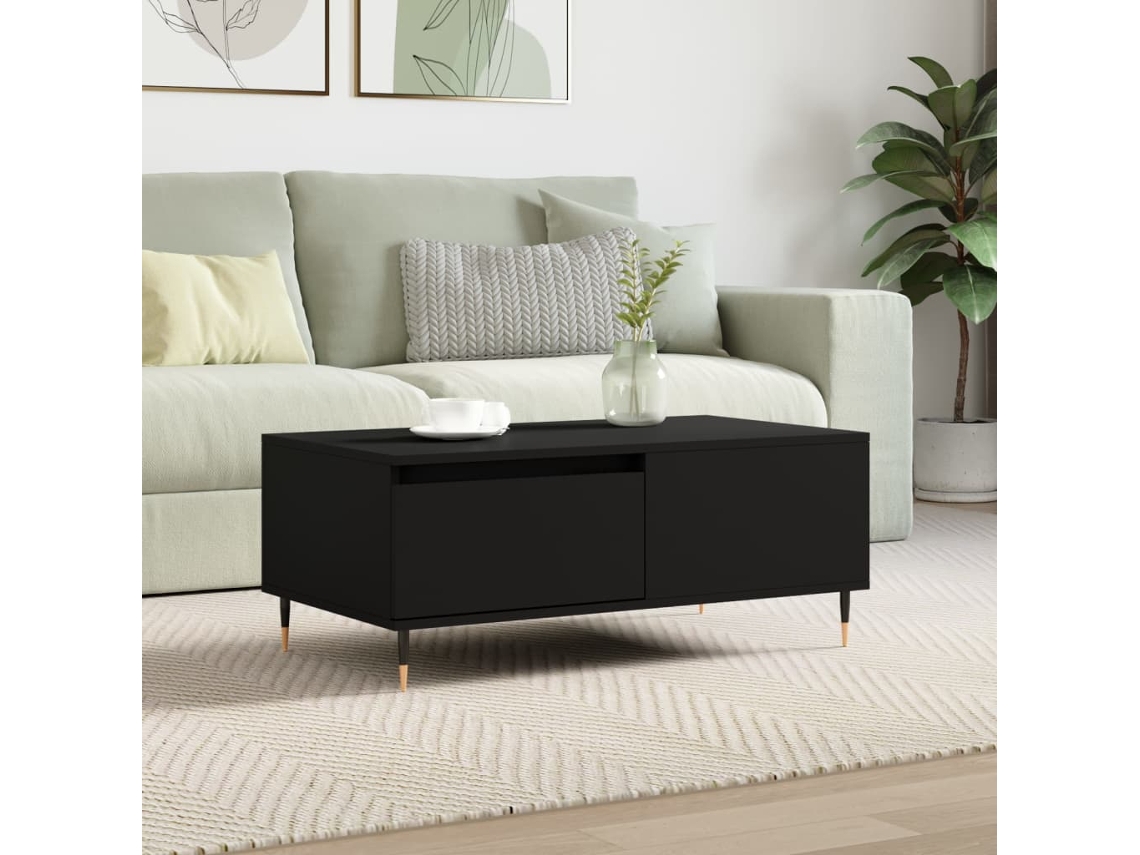 Vidaxl Mesa De Centro 90x50x36,5 Cm Derivados De Madeira Preto