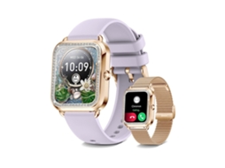 Smartwatch 1 57 Polegadas Pedômetro Relógio Feminino Hd Tela de Toque Completa Android/Ios Roxo YEMAESRE