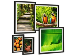 Composição De Quadros Na Parede Paisagens De Montanha Com Água, Céu Moldura Preta Imagens Para Um Quarto Infantil Espelharte (conjunto De 5 Imagens)