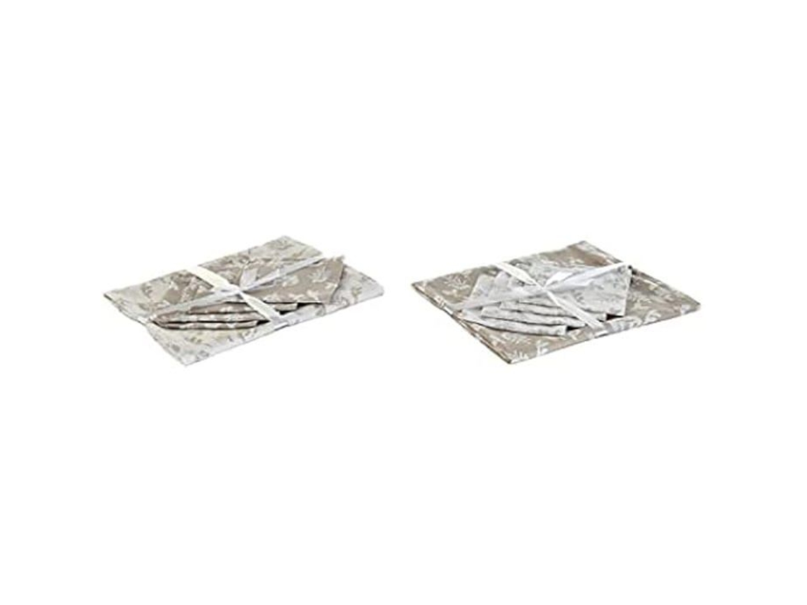 Toalha De Mesa E Guardanapos - Dkd Home Decor - 150 X 150 Cm - Bege - Branco - Castanho Claro