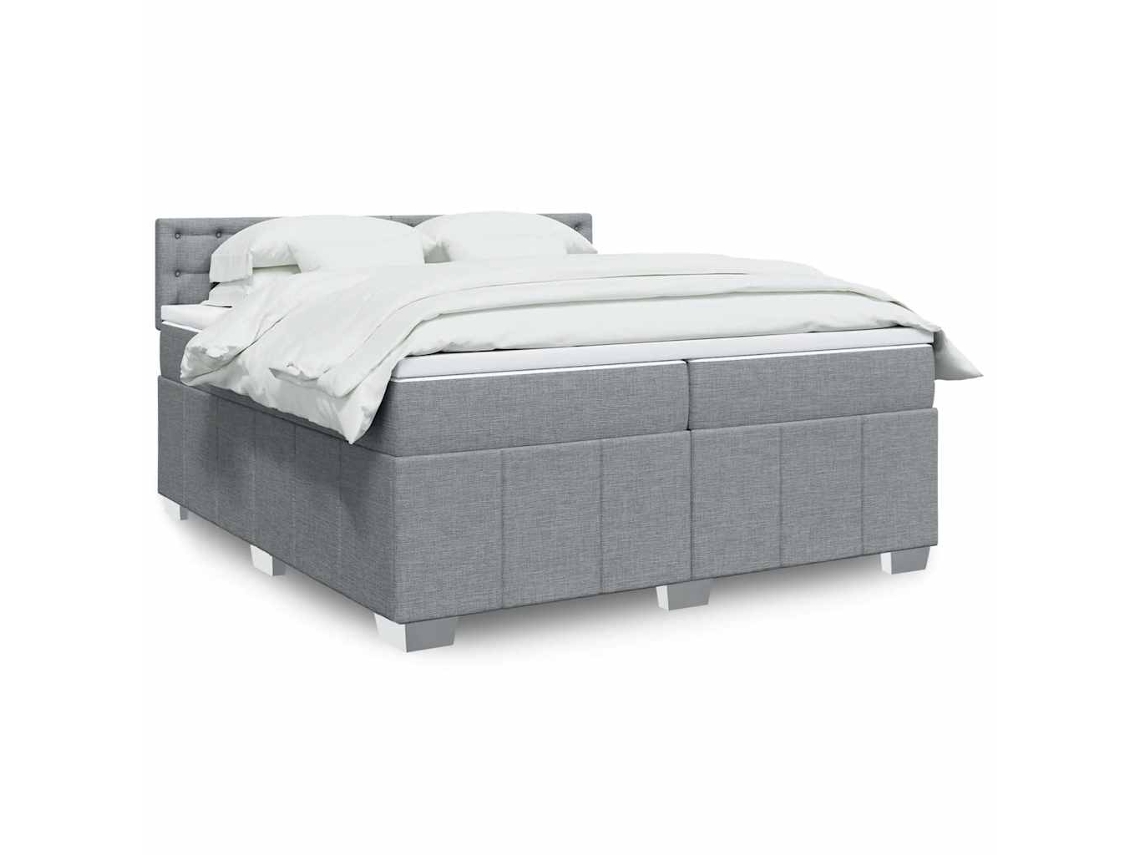 Vidaxl Cama Com Molas/colchão 200x200 Cm Tecido Cinza-claro