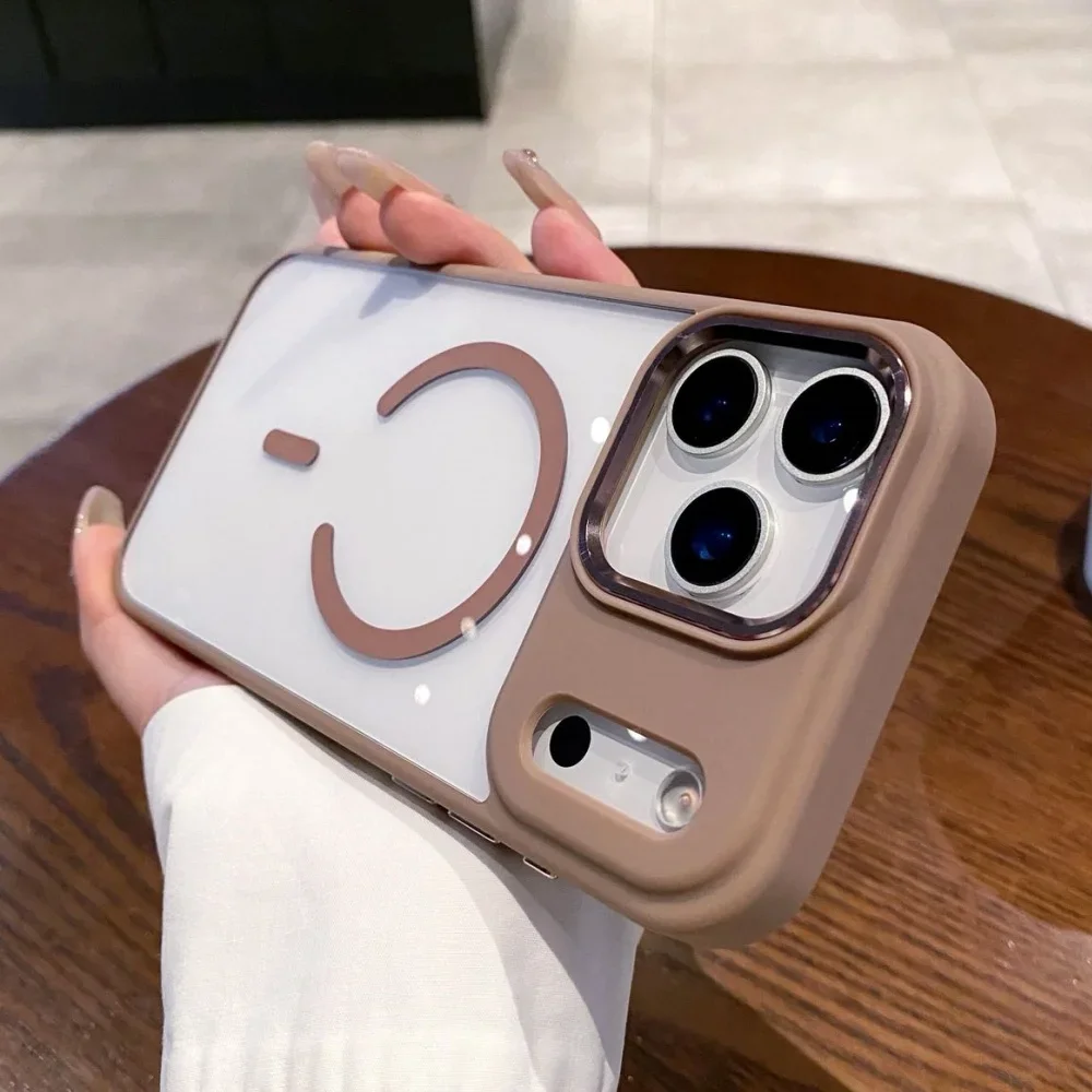 (ouro, Iphone17 Pro Max) Caso De Telefone Rígido Transparente Com Proteção Anti-choque De Carregamento Sem Fio De Sucção Magnética