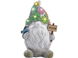 Estátuas de Gnome de Jardim com Luzes Solares, 10 LEDs, decorativo | S/MARCA