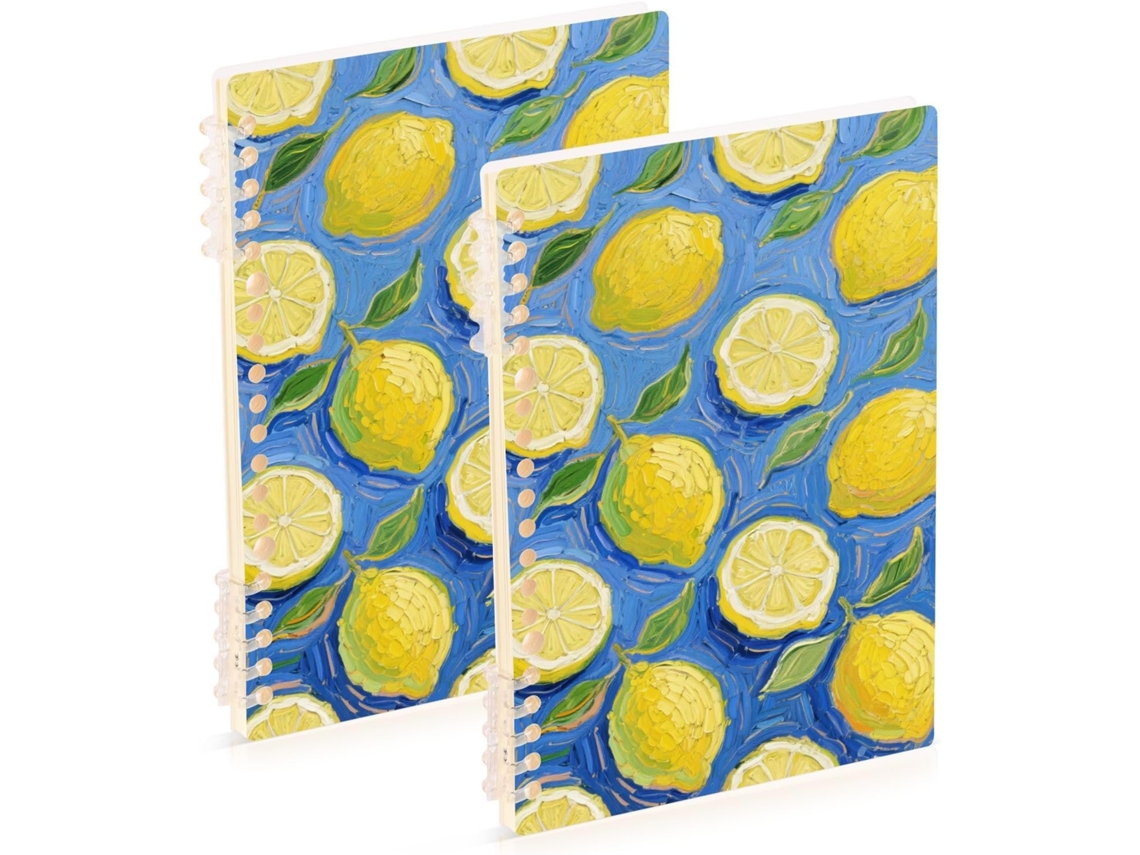Conjunto de 2 Cadernos Desenho Azul limão Tamanho A5 , Resistentes, com Linhas, Adequados para (21,1 X 14,5 Cm)