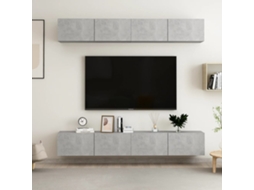 Vidaxl Móveis De Tv 4 Pcs 100x30x30 Cm Contraplacado Cinzento Cimento