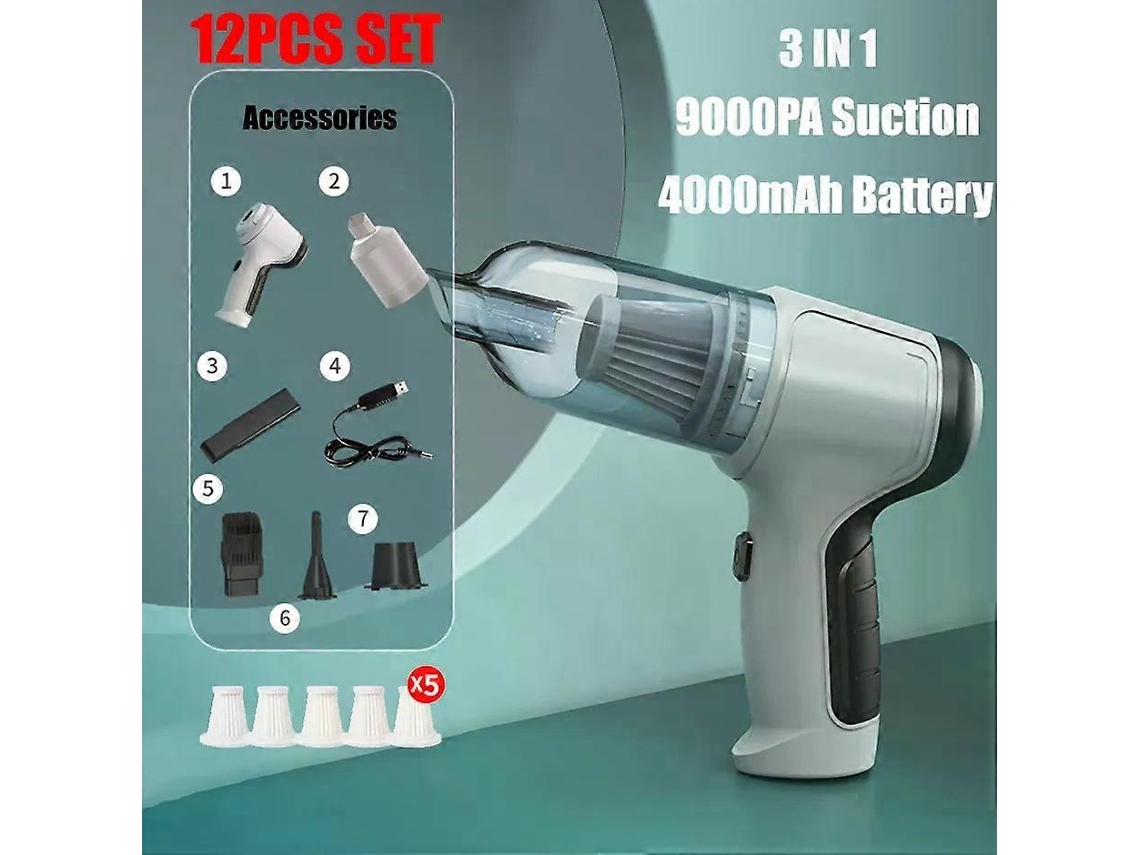 Aspirador De Pó Sem Fio 3 Em 1 Para Carro 9000pa 120w, Soprador, Sem Fio, Portátil, Automático, Doméstico, Carro, Uso Duplo, Mini Slowmoose