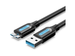 Cabo VENTION Copbi Usb 3.0/ Usb Macho Microusb Macho/ Até 10W/ 5Gbps/ 3M/ Preto