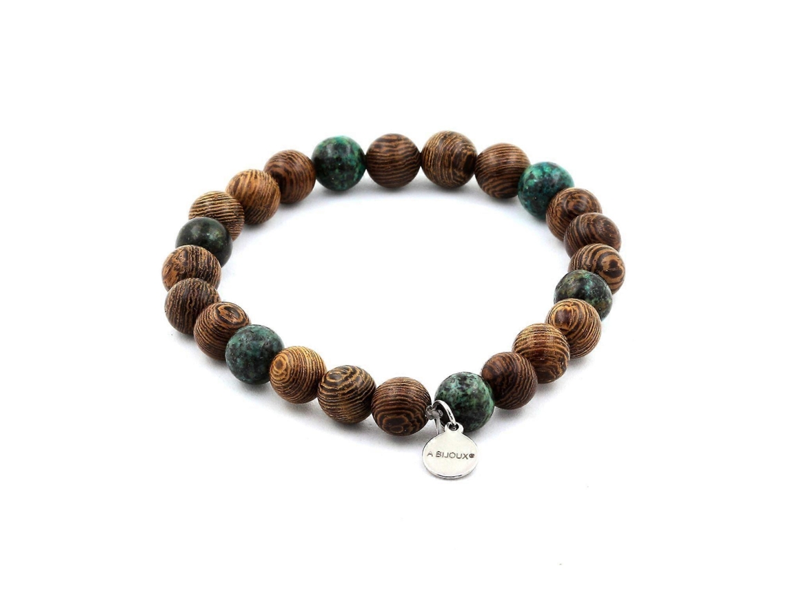 Pulseira De Contas De Turquesa Africana Madeira 8 Mm Nostalgia88