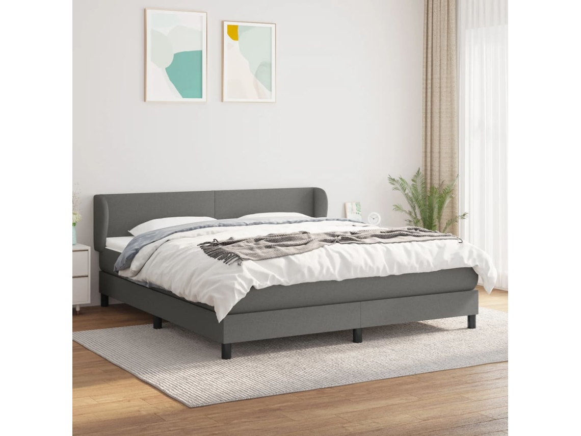 Vidaxl Cama Com Molas/colchão 180x200 Cm Tecido Cinzento-escuro