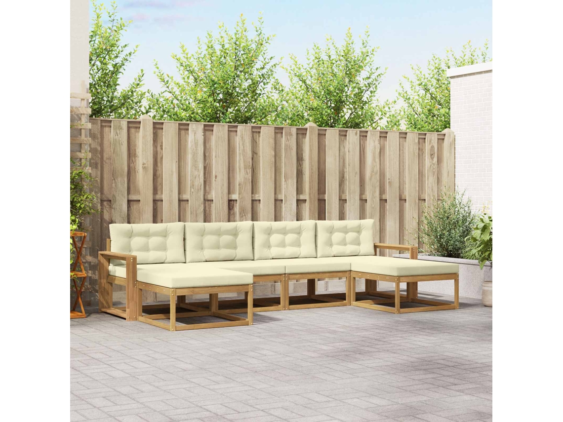 Vidaxl Conjunto De Sofás Para Exterior 6 Unid. Branco E Creme