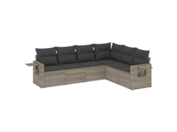 Conjunto de 6 Sofás Jardim com Almofadões Vime Pe Cinzento Claro MAISON EXCLUSIVE (80x200 cm)