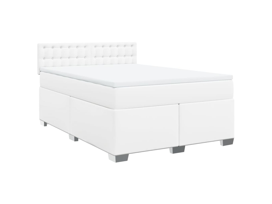 Cama com Molas Couro Artificial Branco MAISON EXCLUSIVE 140x200 cm