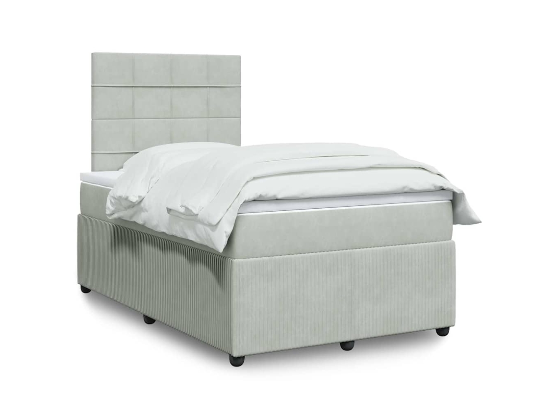 Vidaxl Cama Boxspring com Colchão 120x190 Cm Veludo Cinzento claro