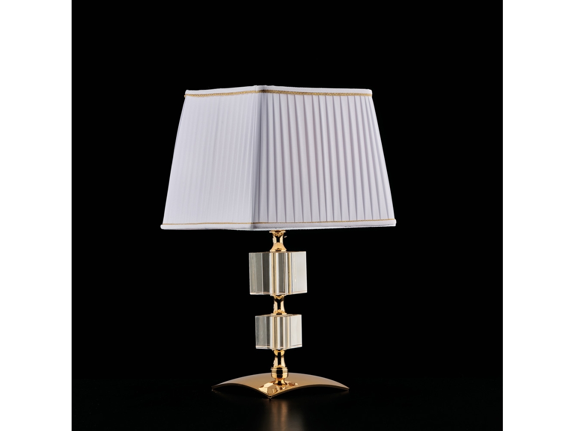 Franz - Candeeiro De Mesa 1 Luz Em Ferro Dourado E Cristal Com Abajur H.36 - Ø20 - Bl275-lt-or