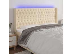 Vidaxl Cabeceira Cama C/ Luzes Led Tecido 183x16x118/128 Cm Cor Creme