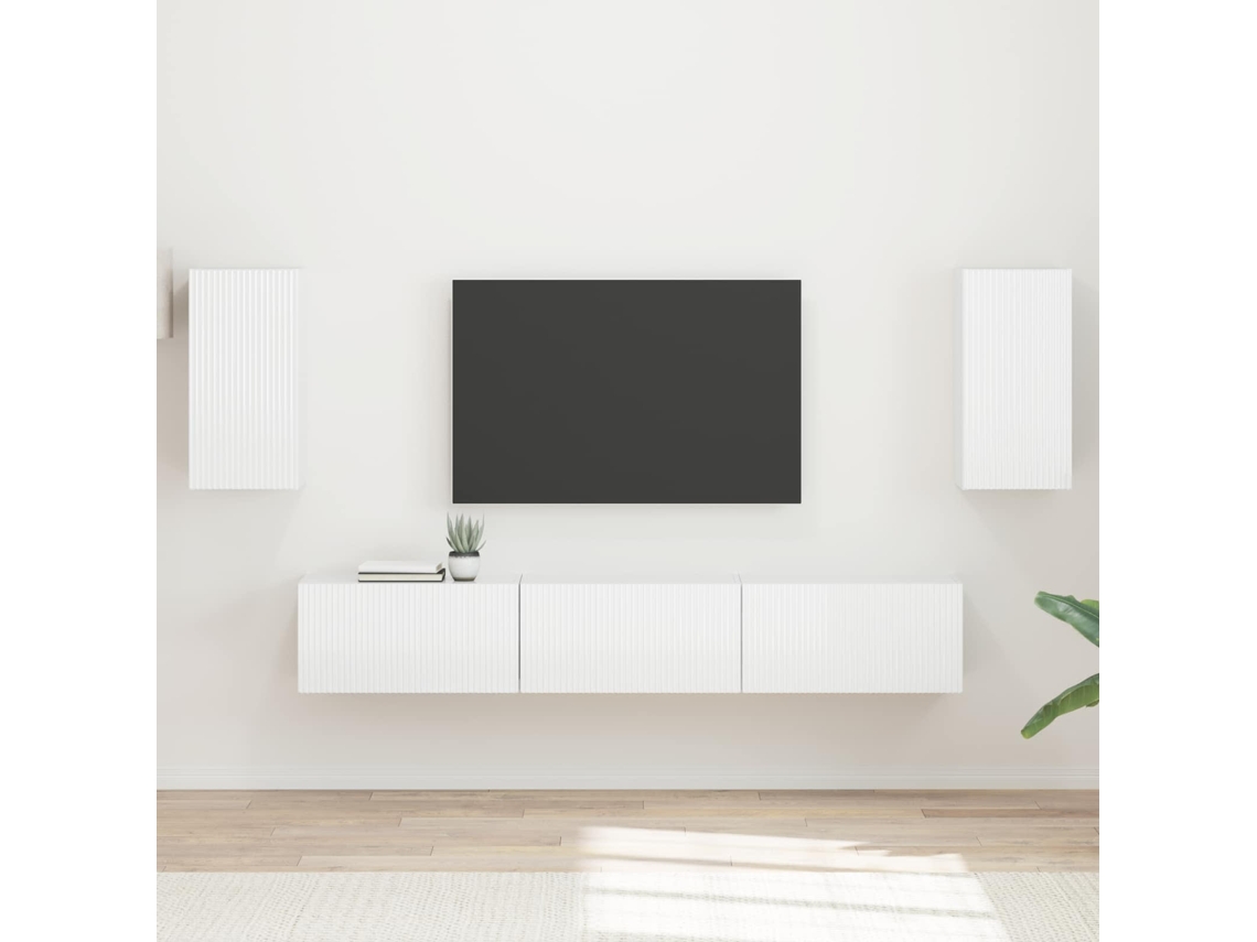 Vidaxl Conjunto De Móvel De Tv 5 Unid. Branco Brilhante