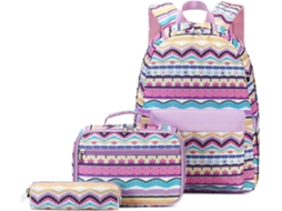 Mochila Escolar, Feminina Com Lancheira, Cor Roxa