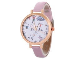 Relógio Feminino de Quartzo Casual Simples Pulseira Couro Artificial Rosa Zhoulianfa