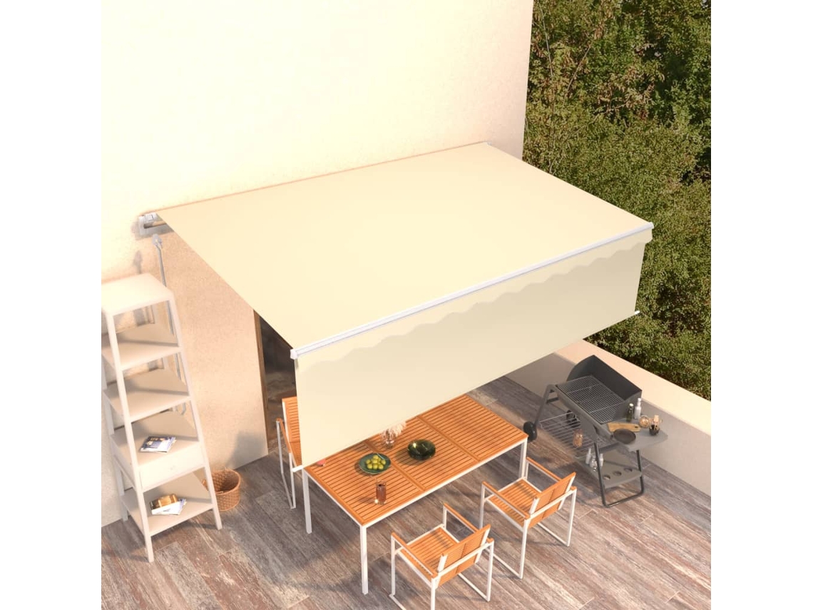 Vidaxl Toldo Retrátil Automático Com Estore 5x3 M Cor Creme