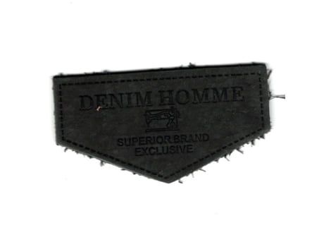 Emblema Para Costurar Mediac Denim Masculino Couro Verdadeiro Cinza Escuro 3,50 X 6,50 Cm
