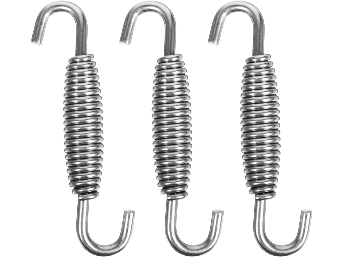 Conjunto de 3 buchas de aço inoxidável para tubo de escape, 68 mm, com ganchos de aço giratórios.