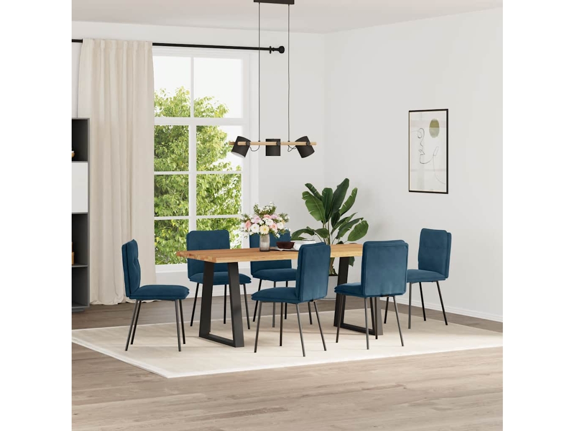 Vidaxl Cadeiras De Jantar 6 Pcs Veludo Azul