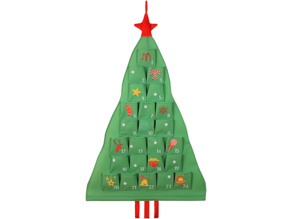 Calendário Do Advento Reutilizável Em Tecido, Organizador Em Formato De Árvore De Natal |